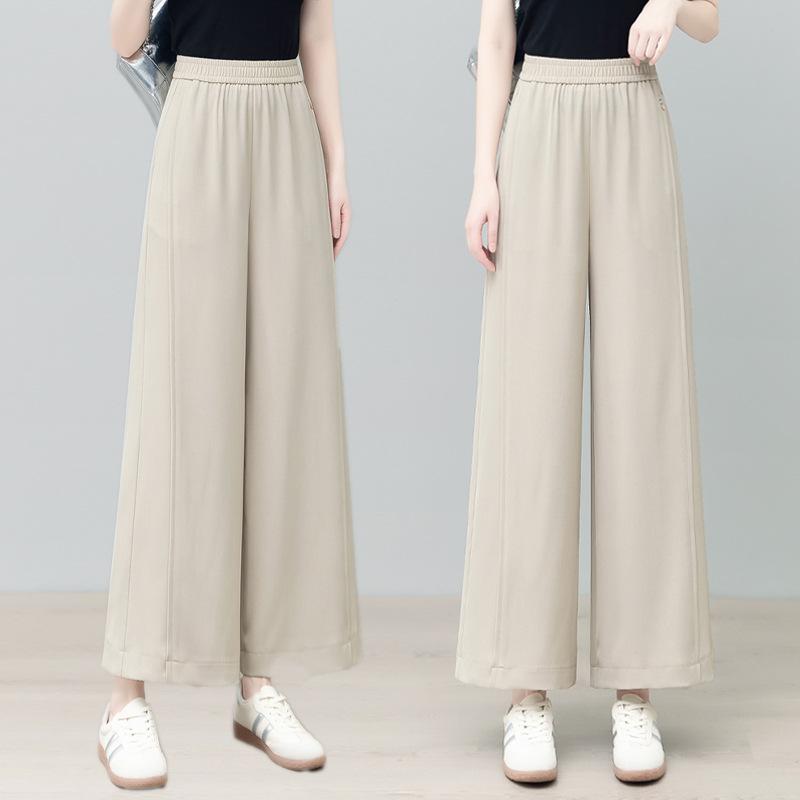 パンツ レディース 接触冷感 涼しい ポリエステル ワイドパンツ スラックス 薄手 ゆったり ストレート 高見え きれいめ オフィスカジュアル 通勤 カジュアル 無地 春夏 カーキ グレー イエロー