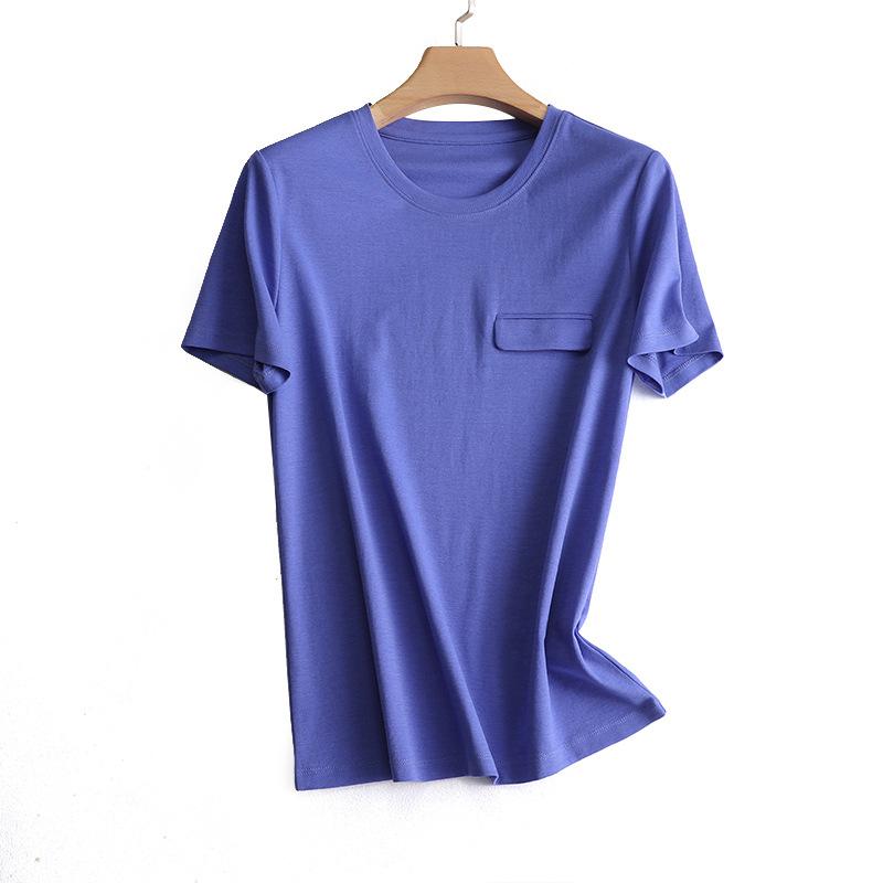 Tシャツ レディース 半袖 再生繊維 接触冷感 Vネック 無地 通勤 オフィス カジュアル 修身 白 黒 紫 緑 ブルー