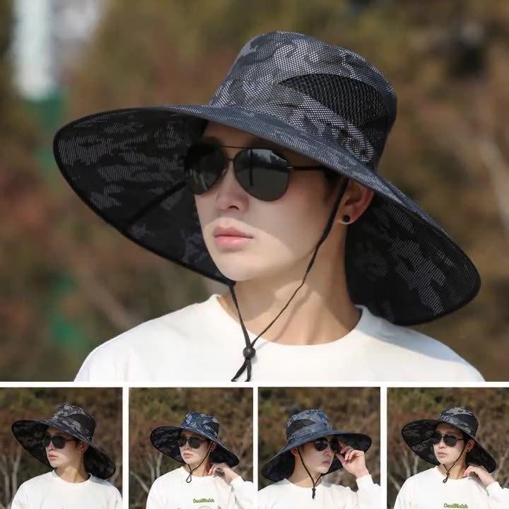 帽子 メンズ 男性用 春夏 登山 釣り 迷彩 サファリハット テンガロンハット 日よけ 防水 速乾 通気性 アウトドア カジュアル|イーマイショップ