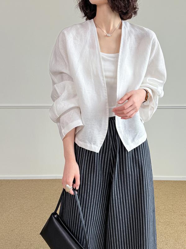 ジレー レディース 薄っぺら 麻 リネン 夏時ジレー 春夏 心地好い 韓国風 羽織り 紫外線打つ手 空調設備打つ手 ゆったり 白いこと 紺色
