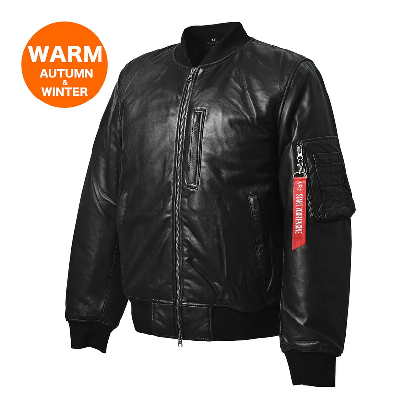 ライズ(RIDEZ) MOTO MA-1 ジャケット バイク用 レザージャケット BLACK RLWJ009｜ブラック｜L