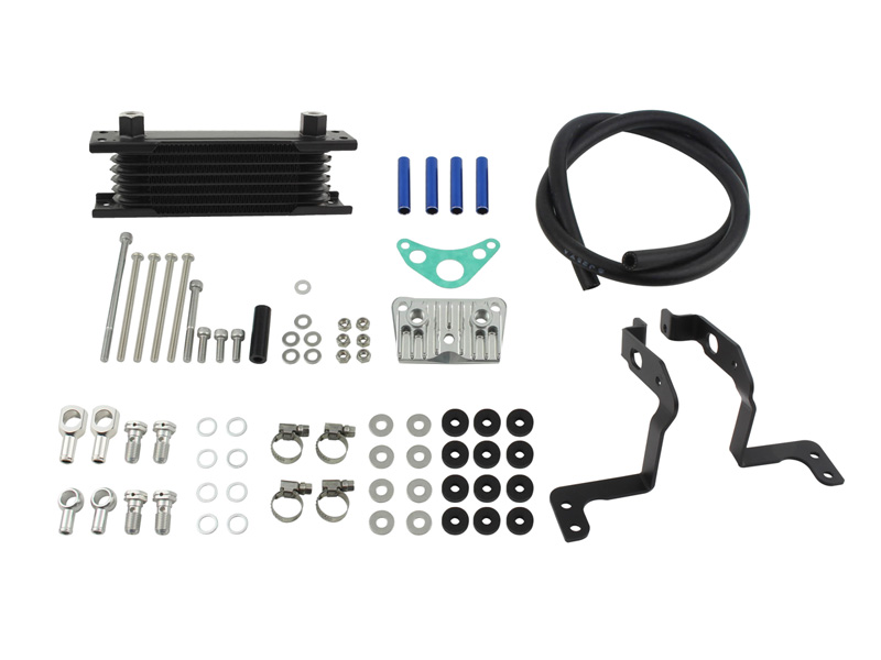 SHIFTUP（シフトアップ）モンキー／ゴリラ　オイルクーラーKIT　コア8段　フレームマウント　取り出し付き｜ブラックコア/ブルーパイプ｜215249-61｜eネット通販