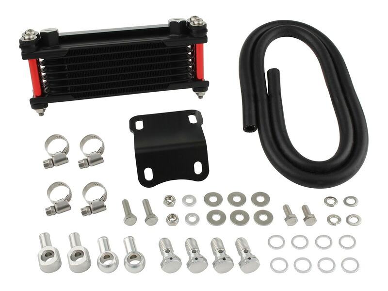 SHIFTUP(シフトアップ)モンキー/ゴリラ オイルクーラーKIT コア8段 ヘッドライトボトムマウント 取り出し無し|ブラックコア/レッドパイプ|915248-62|eネット通販