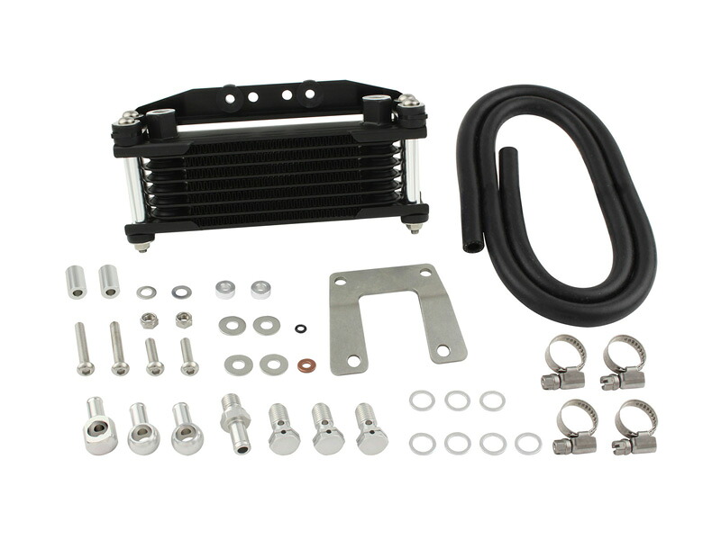 SHIFTUP（シフトアップ）カブ ( Cub )　オイルクーラーKIT　コア8段　ヘッドボトムマウント　取り出し無し｜ブラックコア/シルバーパイプ｜916247-63｜eネット通販 20,762円
