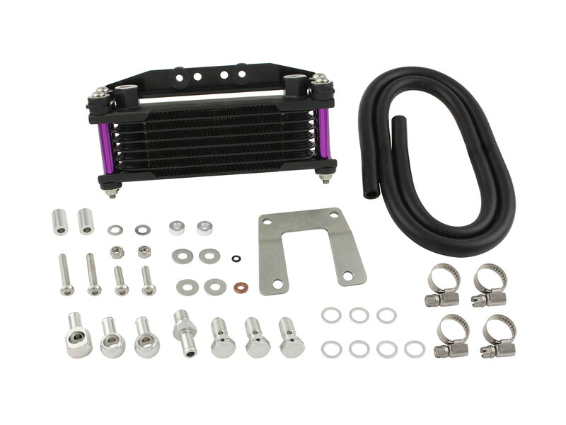 SHIFTUP(シフトアップ)カブ ( Cub ) オイルクーラーKIT コア8段 ヘッドボトムマウント 取り出し無し|ブラックコア/ブルーベリーパイプ|916247-65|eネット通販