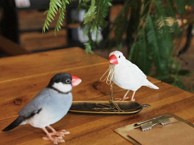 楽天市場】【特典付】〔ポイント2倍〕( リアルな文鳥のオブジェ 白文鳥