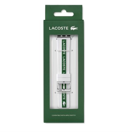 LACOSTE ★ アップルウォッチ ラバー 交換バンド 38mm 40mm 41mm 42mm(Series10・11のみ) ホワイト グリーン 2050003 Apple Watch 並行輸入品