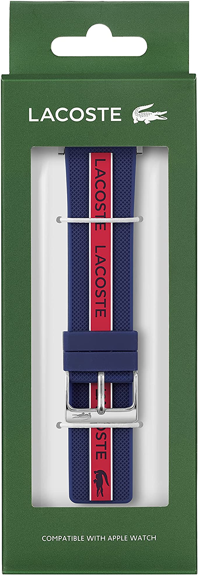 LACOSTE ★ アップルウォッチ ラバー 交換バンド 42mm(series1～3) 44mm 45mm 46mm 49mm ブルー レッド2050004 Apple Watch 並行輸入品