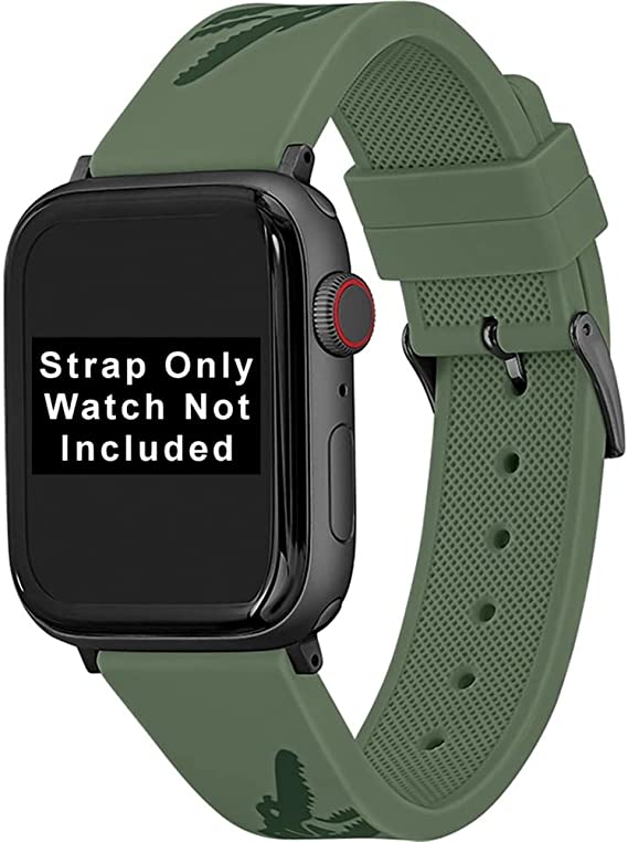 ディスカウント Lacoste ロゴ入り アップルウォッチ ラバー 交換バンド 42mm 44mm グリーン Apple Watch Fucoa Cl