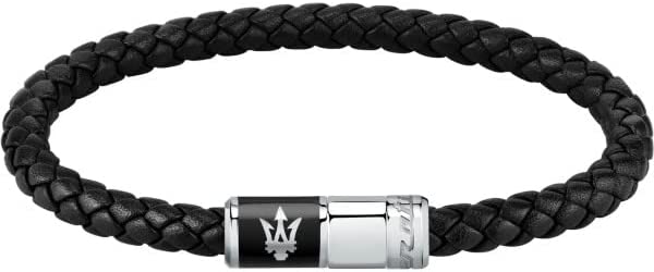 マセラティ Maserati 成人男性用 腕輪- JM222AVE07 なめし革 黒いこと 21.7コマーシャル [並行輸入品]