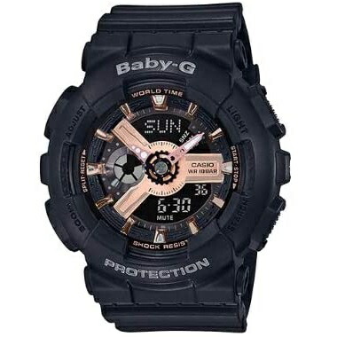 CASIO カシオ Baby-G レディース BA-110RG-1A ブラック 海外モデル 腕時計 並行輸入品