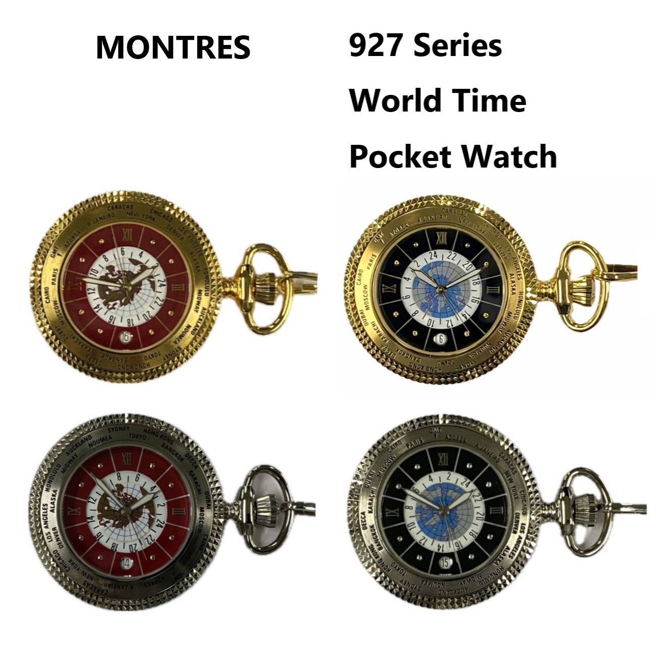 MONTRES モントレス ワールドタイム 懐中時計 シルバー 927 並行輸入品