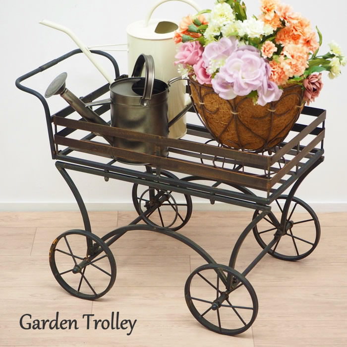 【希少】 アンティーク 風 カート ワゴン オブジェ 四輪車 店舗什器 花台 434509-2.jpg