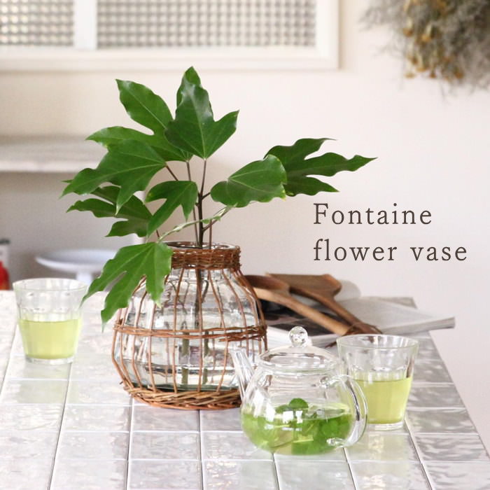 楽天市場】【あす楽】 花瓶 【FONTAINE かご編みガラスフラワー