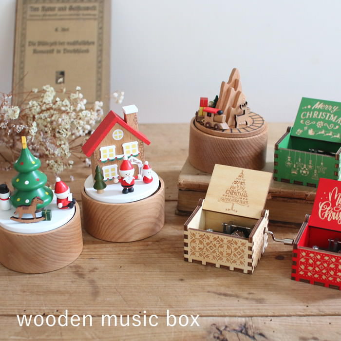 楽天市場】【あす楽】 オルゴール クリスマス 木製 ミニ インテリア