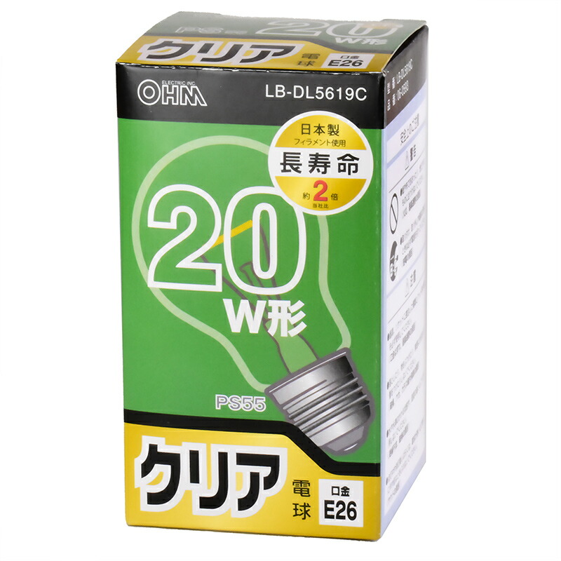 オーム電機 OHM 白熱球 E26 2P LW100V38W55 40W シリカ 2個入り