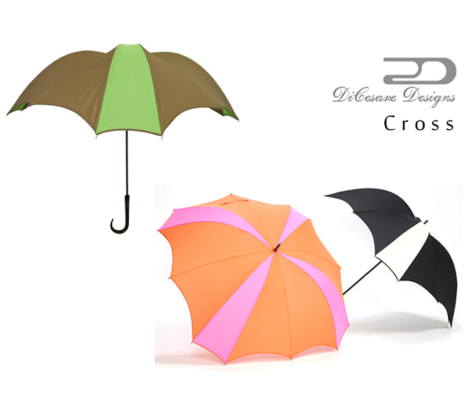 DiCesare Designs ディチェザレ デザイン『CROSS 雨傘』 傘 雨傘 かさ カサ レディース ユニセックス メンズ ブランド お洒落 オシャレ おしゃれ デザイナーズ 四角 大きめ セレブ 高級