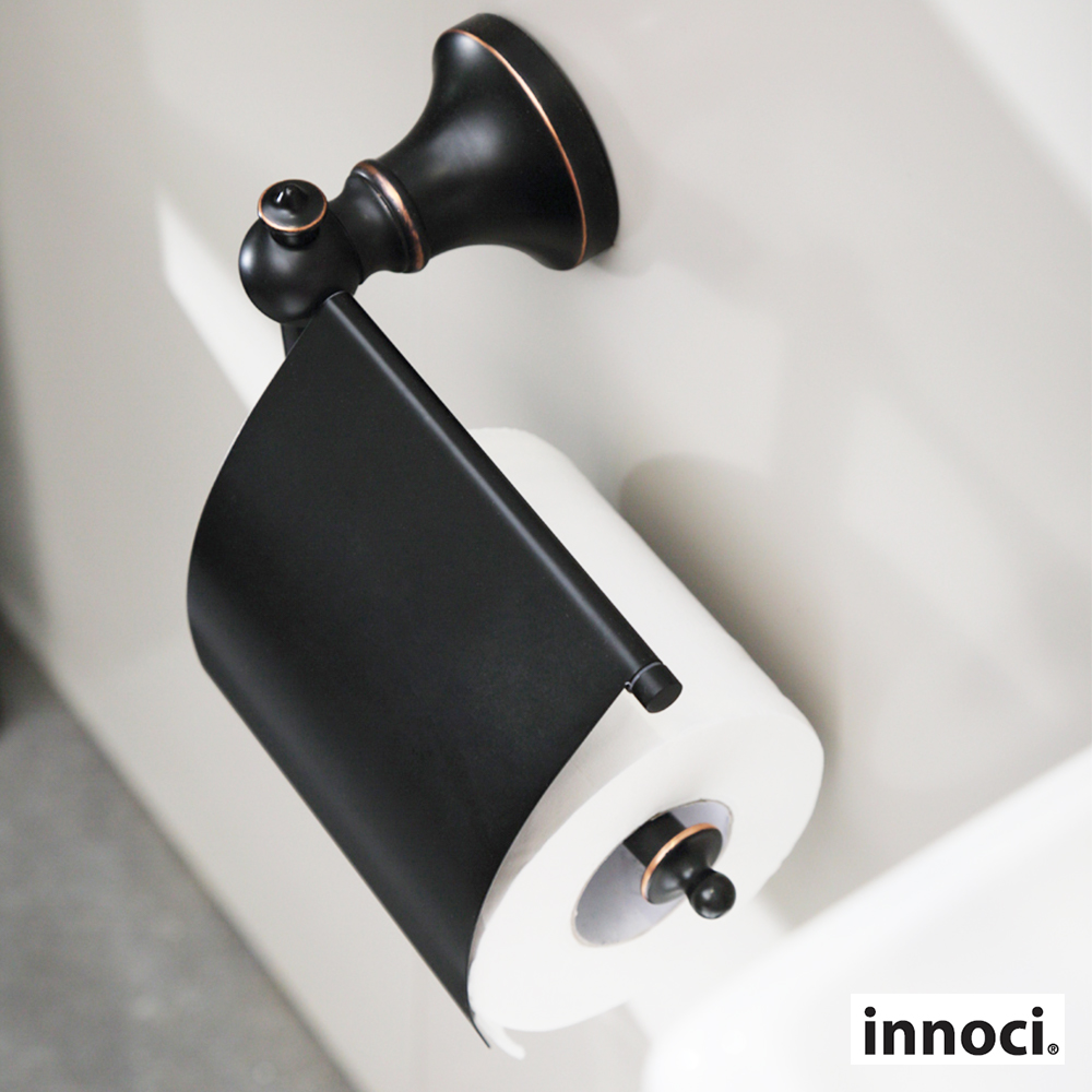 ペーパーホルダー Innoci トイレットペーパーホルダー ふた付き シングルカバー トイレットペーパーかけ トイレットペーパー置き トイレットペーパー 収納 真鍮 ブラック 黒 ブロンズ モノトーンカラー 洗面所 トイレ おしゃれ お洒落 シンプル モダン スタイリッシュ