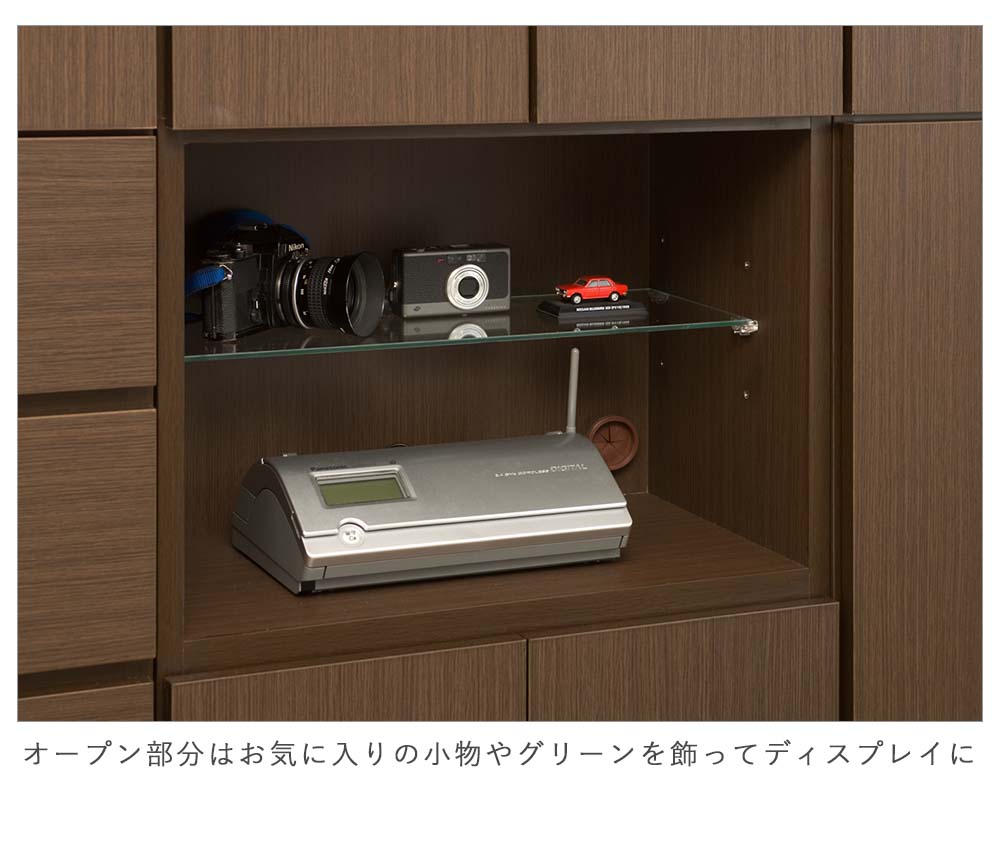 在庫限り 楽天市場 日本製 突っ張り壁面キャビネット オープン ダークブラウン ディスプレイ シンプル 完成品 可動棚 コード穴付きリビング ダイニング 木目調 国産 幅約60cm ダークブラウン 店舗用 オフィス 壁面収納 突っ張り壁面収納 つっぱり壁面収納