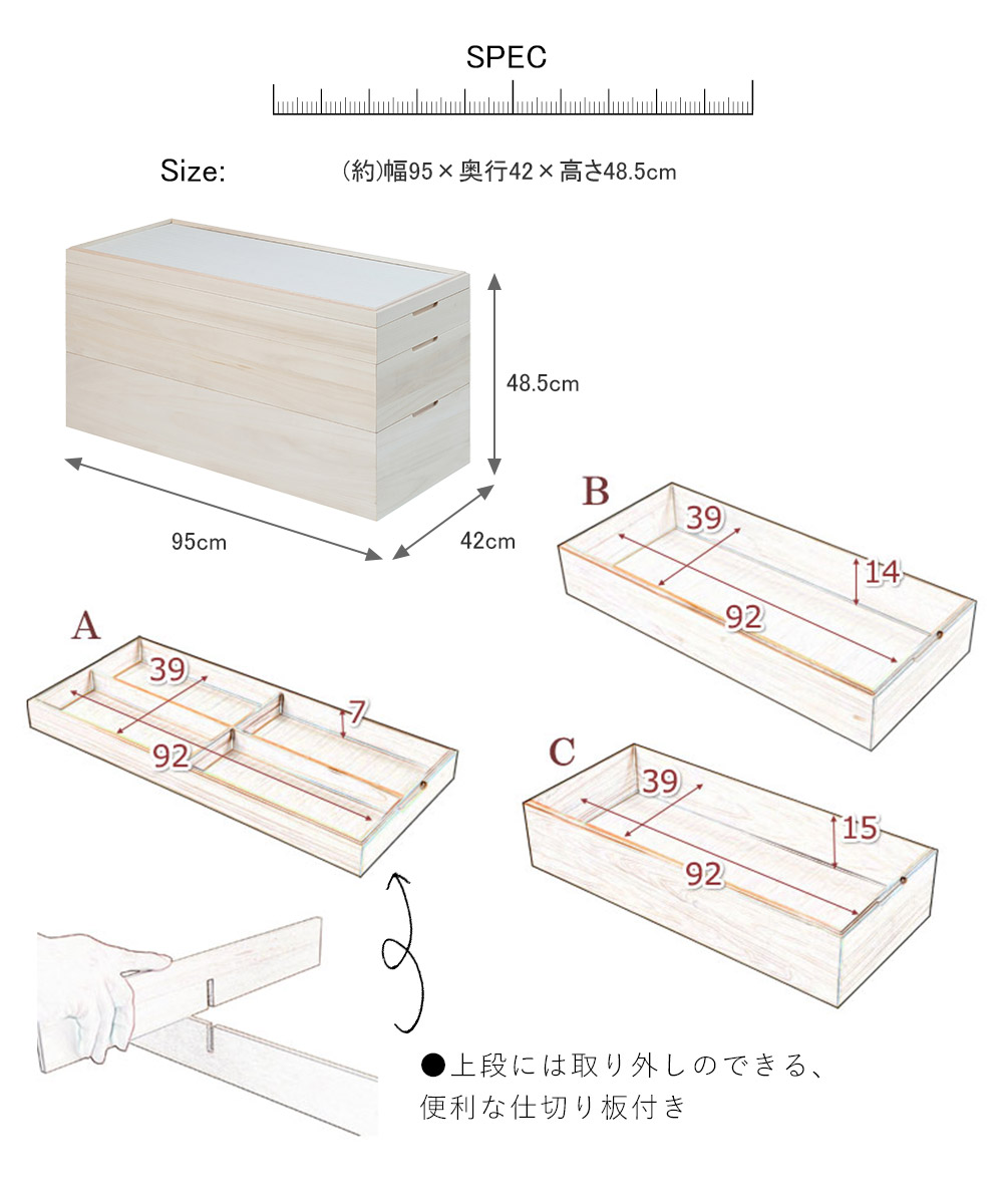 楽天市場 日本製 隠しキャスター付きスタッキング式桐衣装箱 3段 衣装ケース 衣装箱 着物収納 衣裳箱 衣類収納桐箱 桐衣装箱 桐衣裳箱 桐 衣装ケース 桐着物収納 収納ケース 桐収納箱 桐収納ケース 桐家具 桐製 スタッキング 幅95cm 奥行42cm プリズム