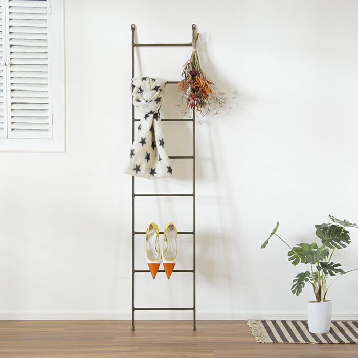 Accent ラダーラック ピッコラ はしご 収納 ディスプレイ 飾り棚 アイアン壁面収納 シンプル インテリア シェルフ ちょい置 高品質 隙間 インテリア おしゃれ お出かけ準備 はしご型 ハンガーラック ホワイト ブラック ブロンズ 白 黒 幅30cm ラダーハンガー コンパクト
