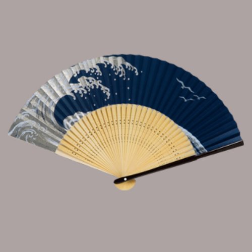 高級絵付扇子(紳士用） 波にカモメ まとめ買い5本