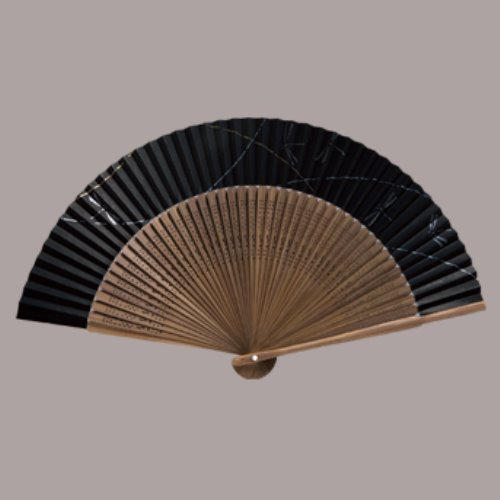 高級絵付扇子(紳士用） 黒地　トンボ まとめ買い5本