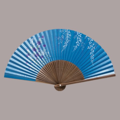 高級絵付扇子(紳士用) 紺パール地 桔梗 まとめ買い5本|カレンダー販売のいい暦店