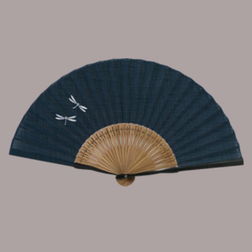 布貼扇子 トンボ（紺） まとめ買い10本