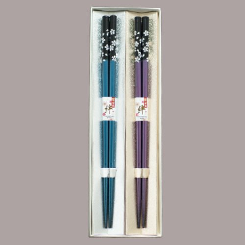 二本組塗箸 銀舞桜 青/紫 まとめ買い10本|カレンダー販売のいい暦店