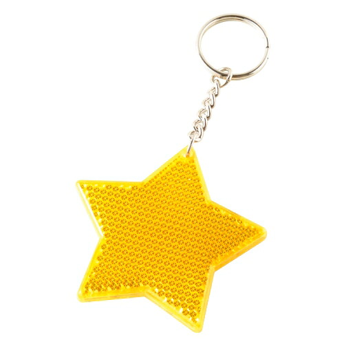 名入れ　反射板キーホルダー　ほし(イエロー）