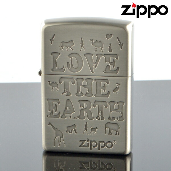 zippo ライター ジッポライター 2le-nb LOVE the EARTH アンティークニッケル エッチング オイルライター 【新品・正規品・送料無料】 ギフト