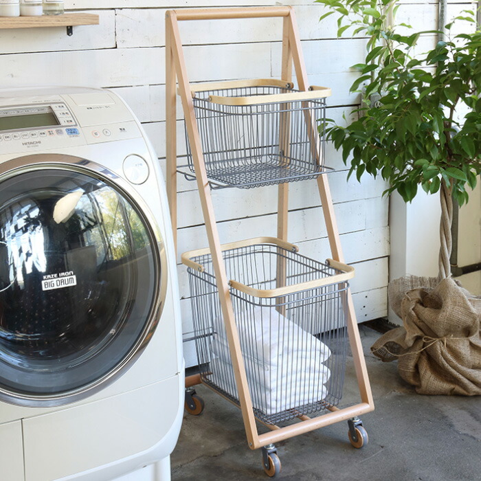 ランドリー ホワイト キッチン収納 カゴ キッチン収納 ラック リビング キッチン収納 ラック キャスター キャスター付きワゴン Wagon L おしゃれ 移動式ワゴン 移動式 木製 キッチン Basket Lサイズ Carry かご リヴ ランドリーワゴン 収納 シンプル カゴ収納 キャリー
