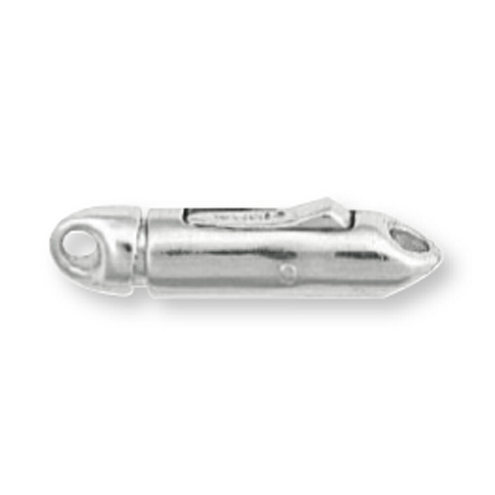 【1個売り】 留め具 14金 ホワイトゴールド ワンタッチ式筒型クラスプ 縦17.5mm 横4.0mm｜手芸用品 金具 飾り パーツ 部品 K14WG 14k 貴金属