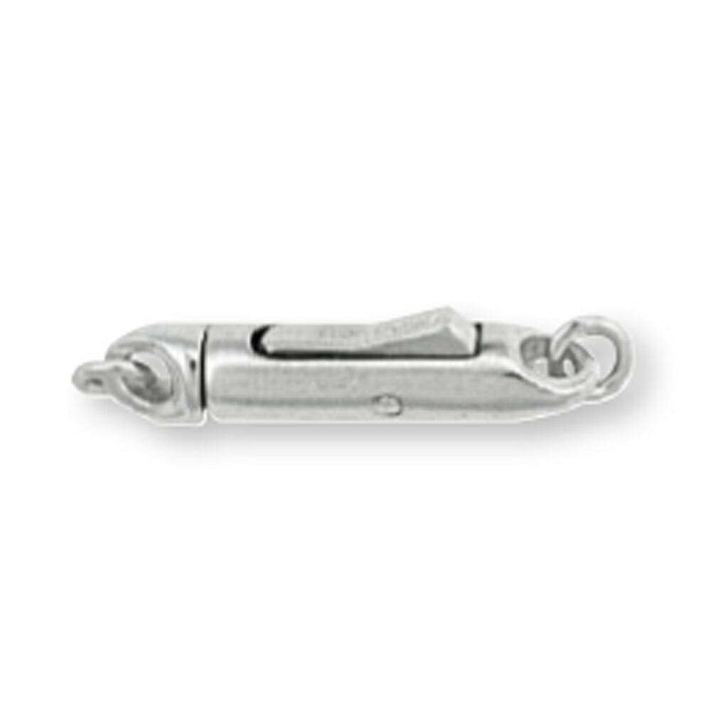 【1個売り】 留め具 14金 ホワイトゴールド ワンタッチ式筒型クラスプ 縦15.0mm 横3.0mm｜手芸用品 金具 飾り パーツ 部品 K14WG 14k 貴金属