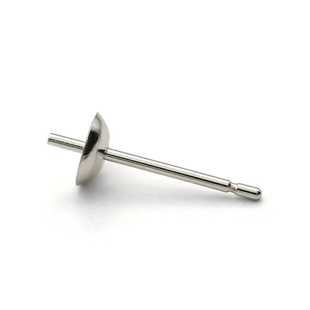 【1個売り】 ピアスパーツ 14金 ホワイトゴールド スタッドピアスパーツ 5.0mm皿付き 軸径0.75mm ピアスポスト ピアス軸｜手芸用品 金具 飾り パーツ 部品 K14WG 14k 貴金属