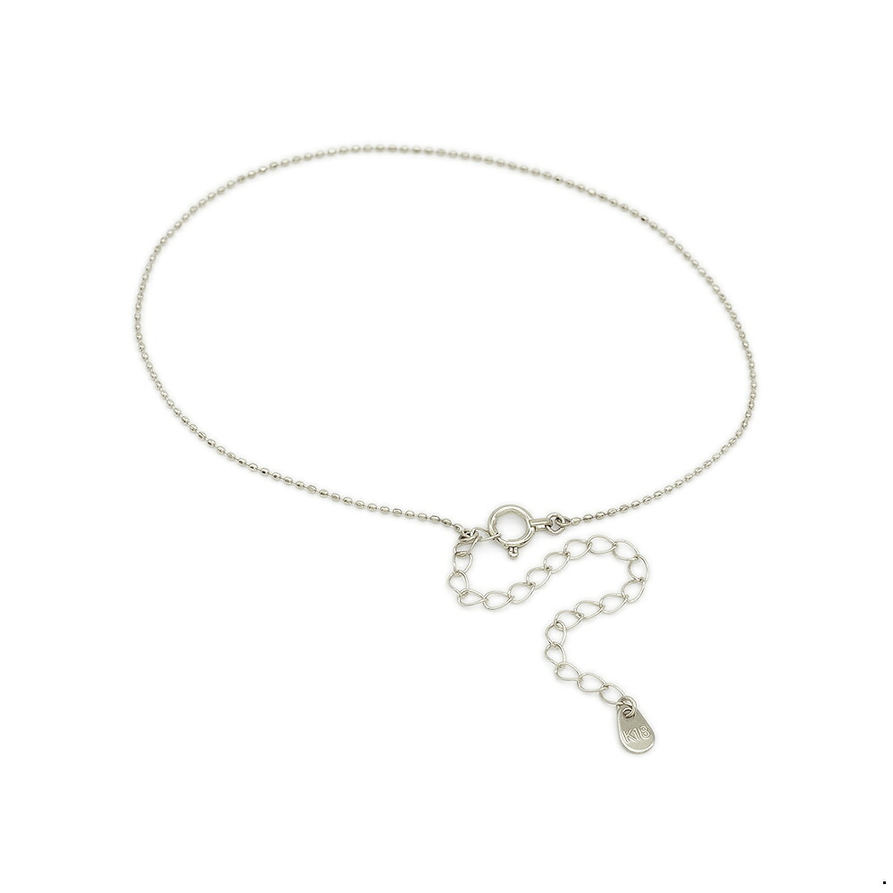 アンクレット チェーン 18金 ホワイトゴールド カットボールチェーン 幅0.8mm 長さ24cm｜アンクレットチェーン チェーンアンクレット 鎖 K18WG k18 18k 貴金属 ジュエリー レディース メンズ｜ジュエリー＆ネックレス RUBBY