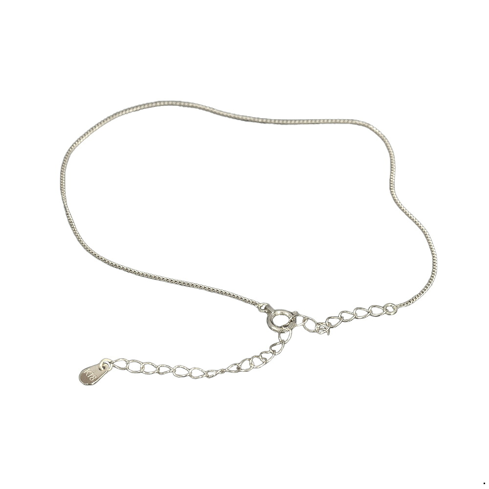 アンクレット チェーン 18金 ホワイトゴールド 2面カット喜平チェーン 幅0.8mm 長さ24cm｜鎖 K18WG k18 18k 貴金属 ジュエリー レディース メンズ