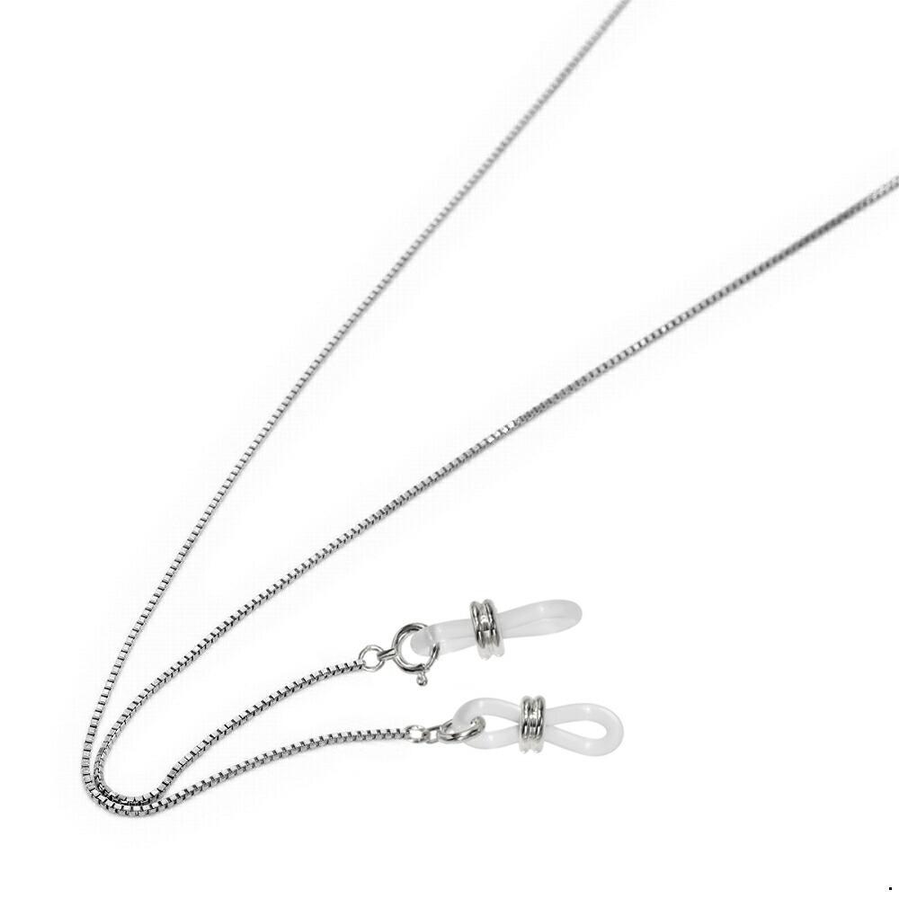 メガネチェーン 18金 ホワイトゴールド ベネチアンチェーン（Wドーナツ型） 幅0.8mm 長さ70cm 眼鏡チェーン｜鎖 K18WG k18 18k 貴金属 ジュエリー レディース メンズ