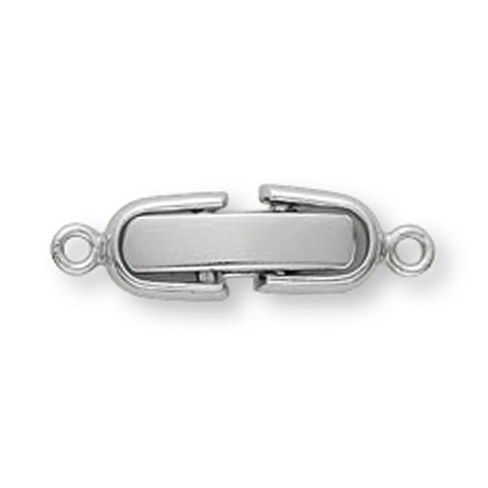 【1個売り】 留め具 18金 ホワイトゴールド 中折れ式留具 丸平型 丸カン付き 縦16.0mm 横4.3mm クラスプ｜手芸用品 金具 飾り パーツ 部品 K18WG k18 18k 貴金属｜ジュエリー＆ネックレス RUBBY
