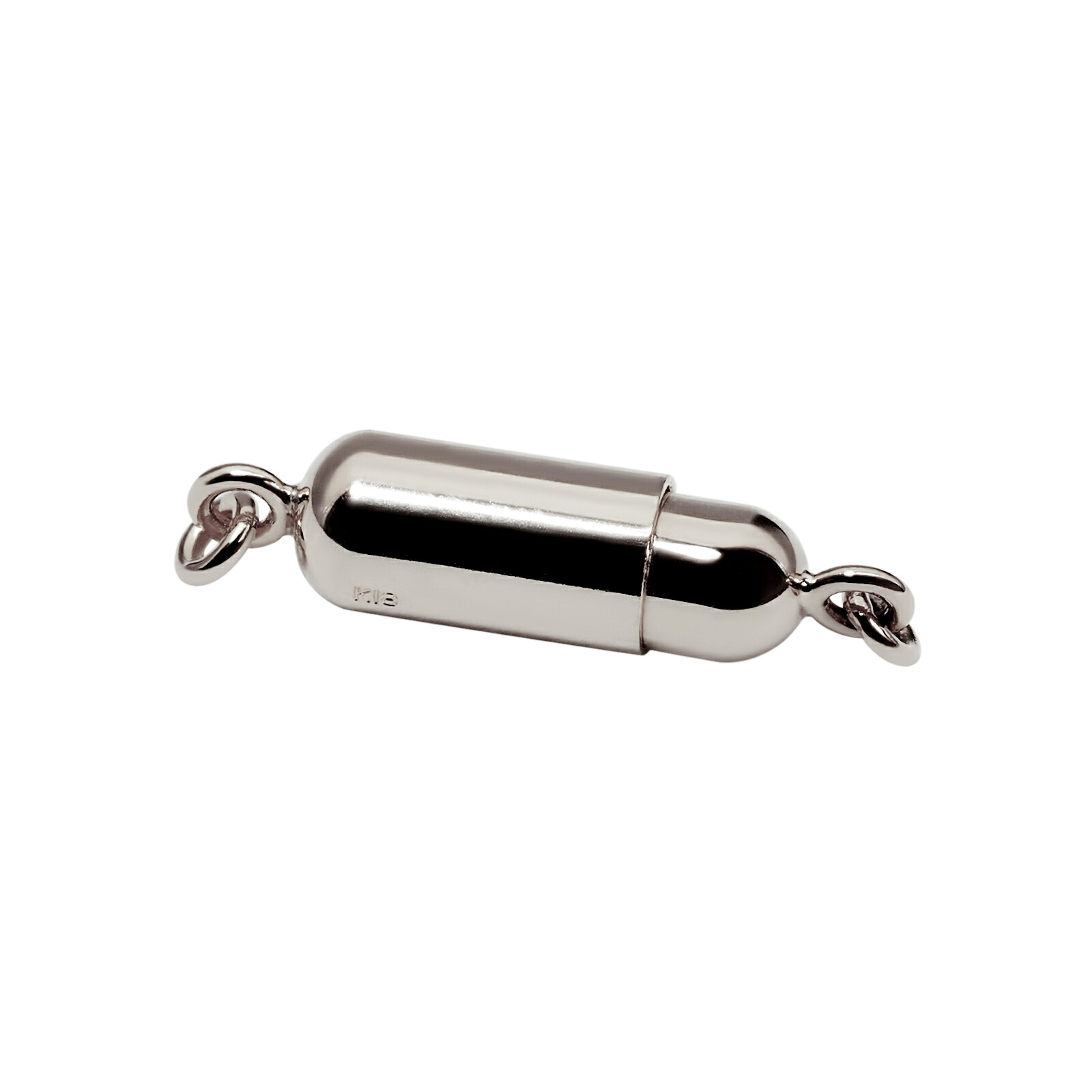【1個売り】 留め具 18金 ホワイトゴールド マグネット式筒型クラスプ 縦16.5mm 横4.0mm|手芸用品 金具 飾り パーツ 部品 K18WG k18 18k 貴金属|ジュエリー&ネックレス RUBBY