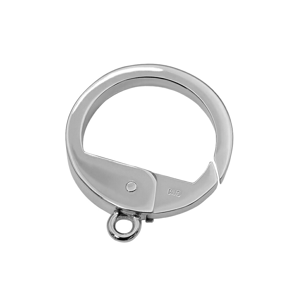 【1個売り】 留め具 18金 ホワイトゴールド ラウンド型フリーフック 縦17.0mm 横15.0mm カニカン カニ環 クラスプ｜手芸用品 金具 飾り パーツ 部品 K18WG k18 18k 貴金属｜ジュエリー＆ネックレス RUBBY