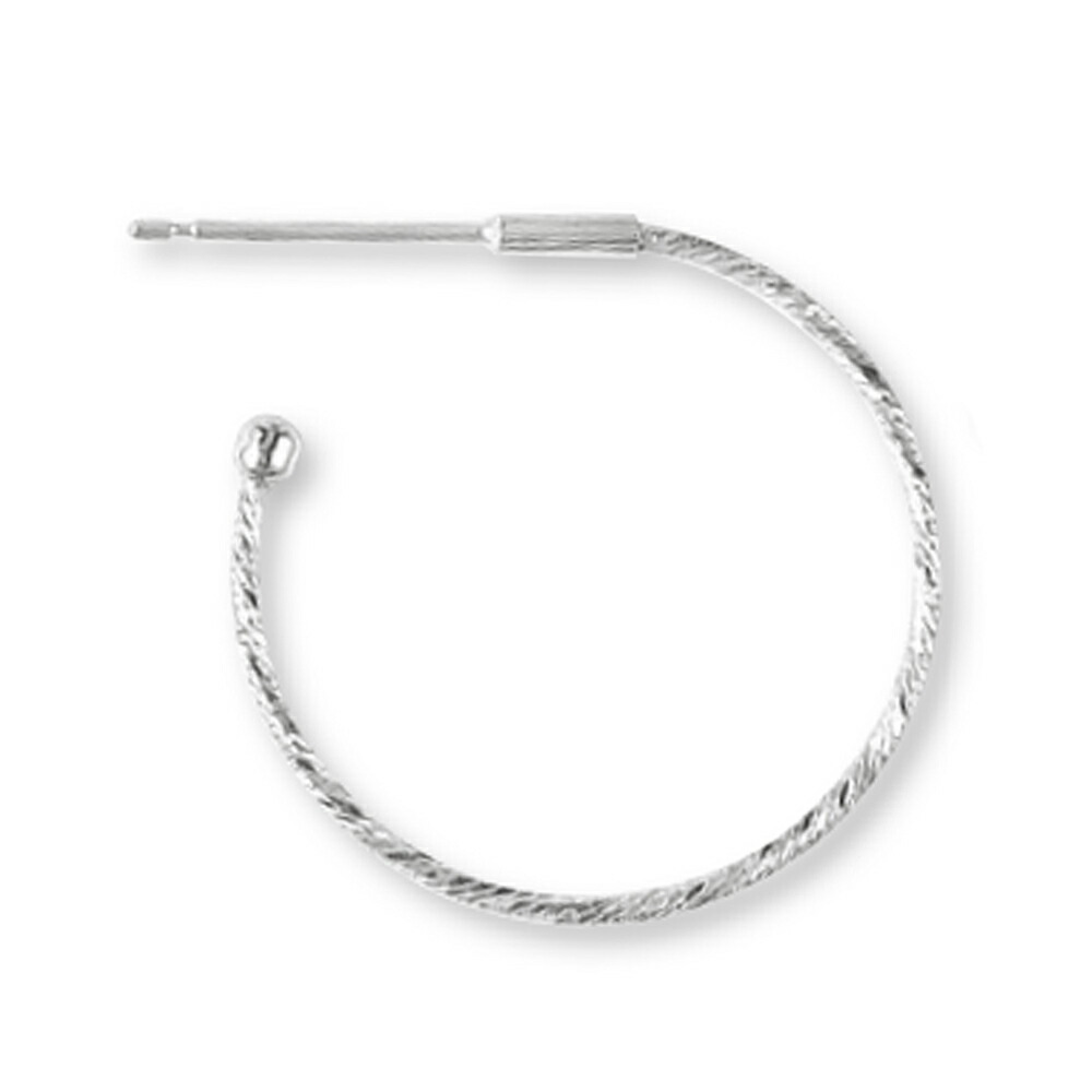 【1個売り】 ピアスパーツ 18金 ホワイトゴールド ハーフフープピアスパーツ カット入り 縦21.0mm｜手芸用品 金具 飾り パーツ 部品 K18WG k18 18k 貴金属