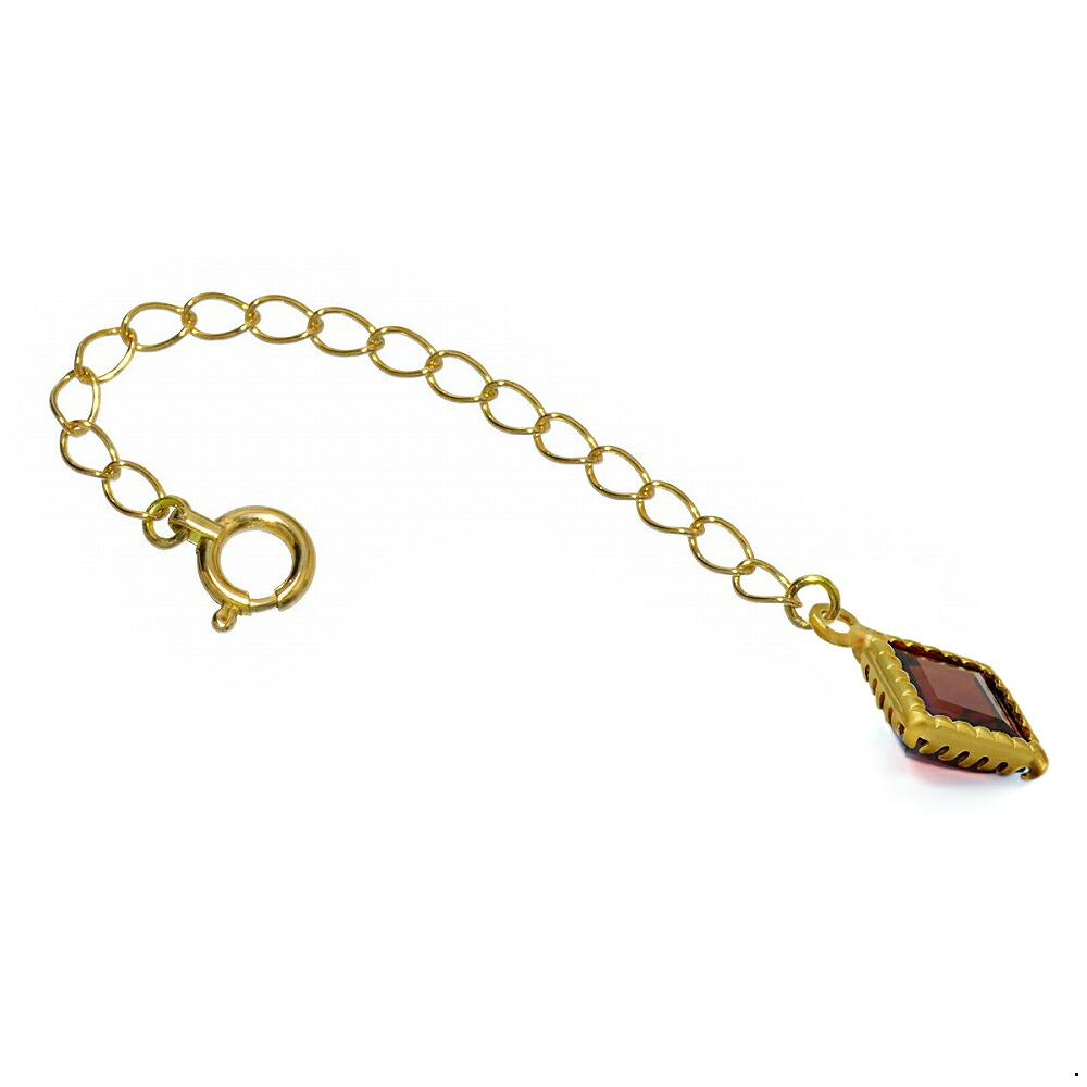 ネックレス用の延長アジャスター 18金 イエローゴールド 荒喜平（スクエア/ガーネット） 幅2.1mm 長さ5cm/7cm/10cm｜鎖 K18YG k18 18k 貴金属 ジュエリー レディース メンズ｜ジュエリー＆ネックレス RUBBY