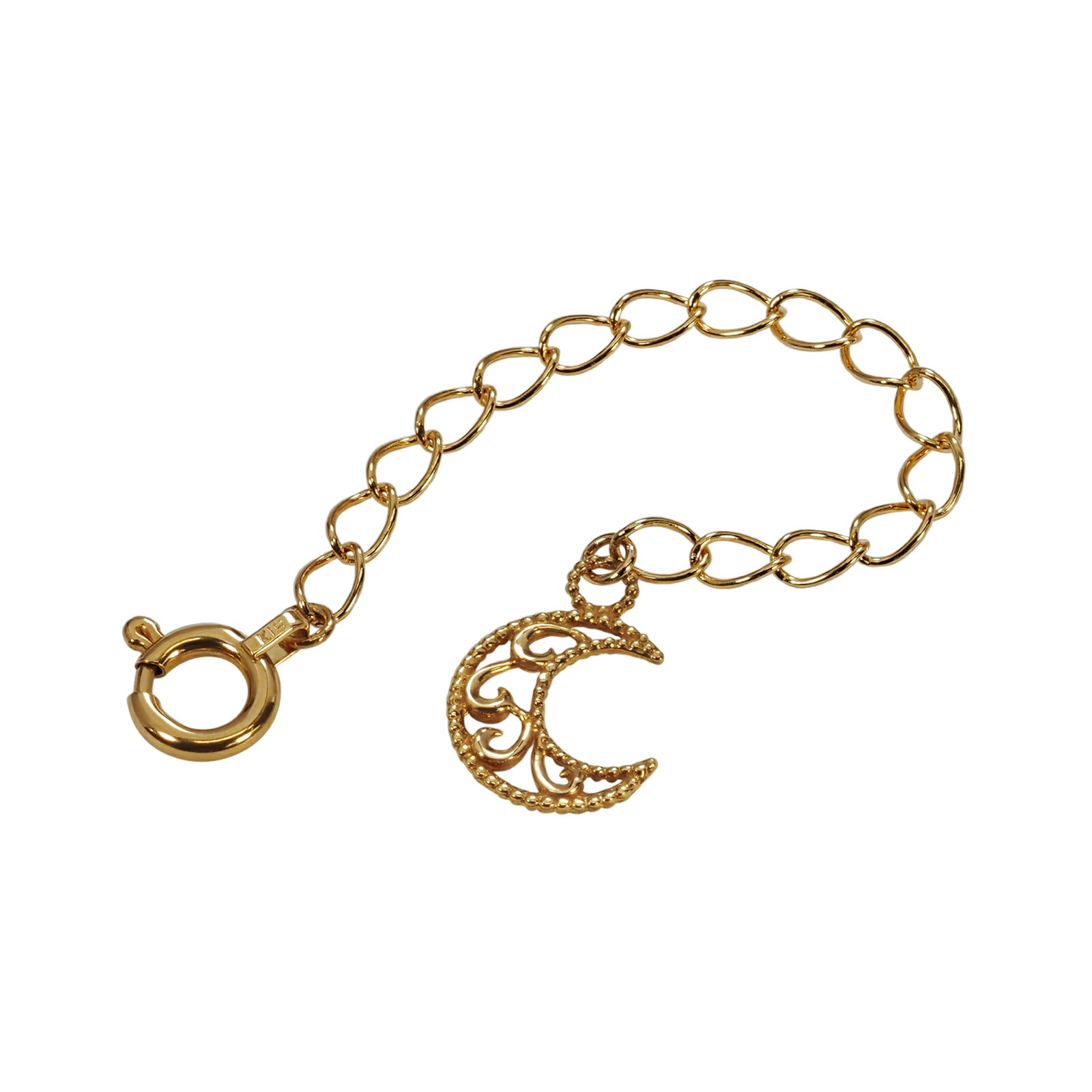 ネックレス用の延長アジャスター 18金 イエローゴールド 荒喜平（三日月型/透かし） 幅2.1mm 長さ5cm/7cm/10cm｜鎖 K18YG k18 18k 貴金属 ジュエリー レディース メンズ
