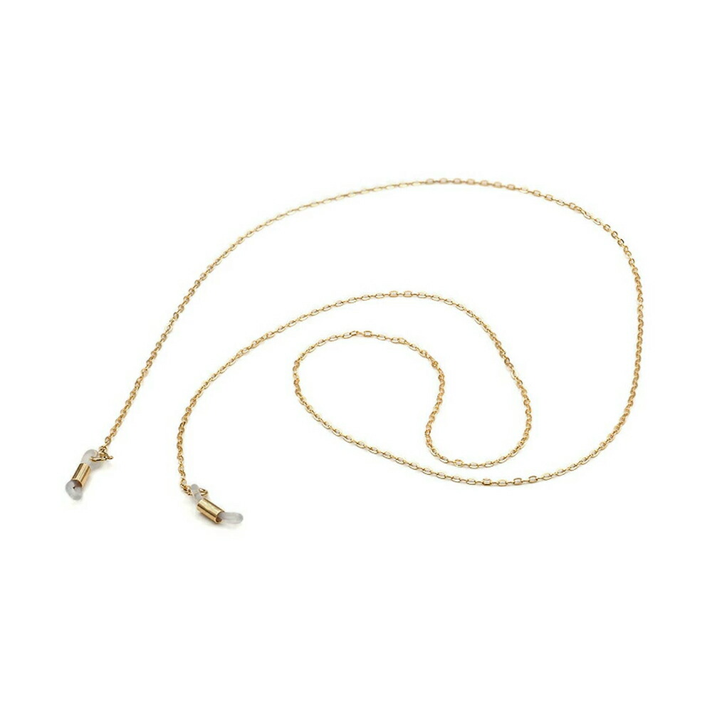 メガネチェーン 18金 イエローゴールド フラット荒小豆チェーン（筒型） 幅1.8mm 長さ70cm 眼鏡チェーン｜鎖 K18YG k18 18k 貴金属 ジュエリー レディース メンズ