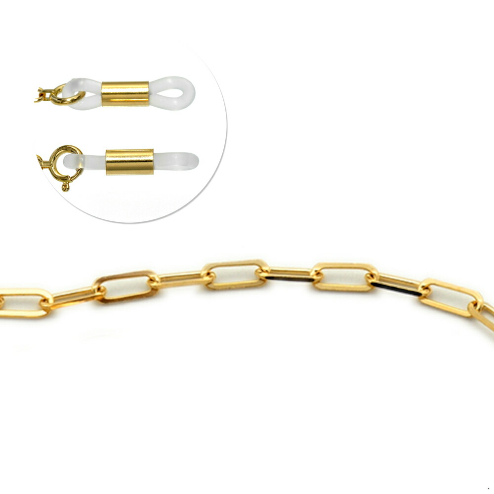 メガネチェーン 18金 イエローゴールド 2面カットフラットロング小豆チェーン(筒型) 幅2.2mm 長さ70cm 眼鏡チェーン|鎖 K18YG k18 18k 貴金属 ジュエリー レディース メンズ|ジュエリー&ネックレス RUBBY
