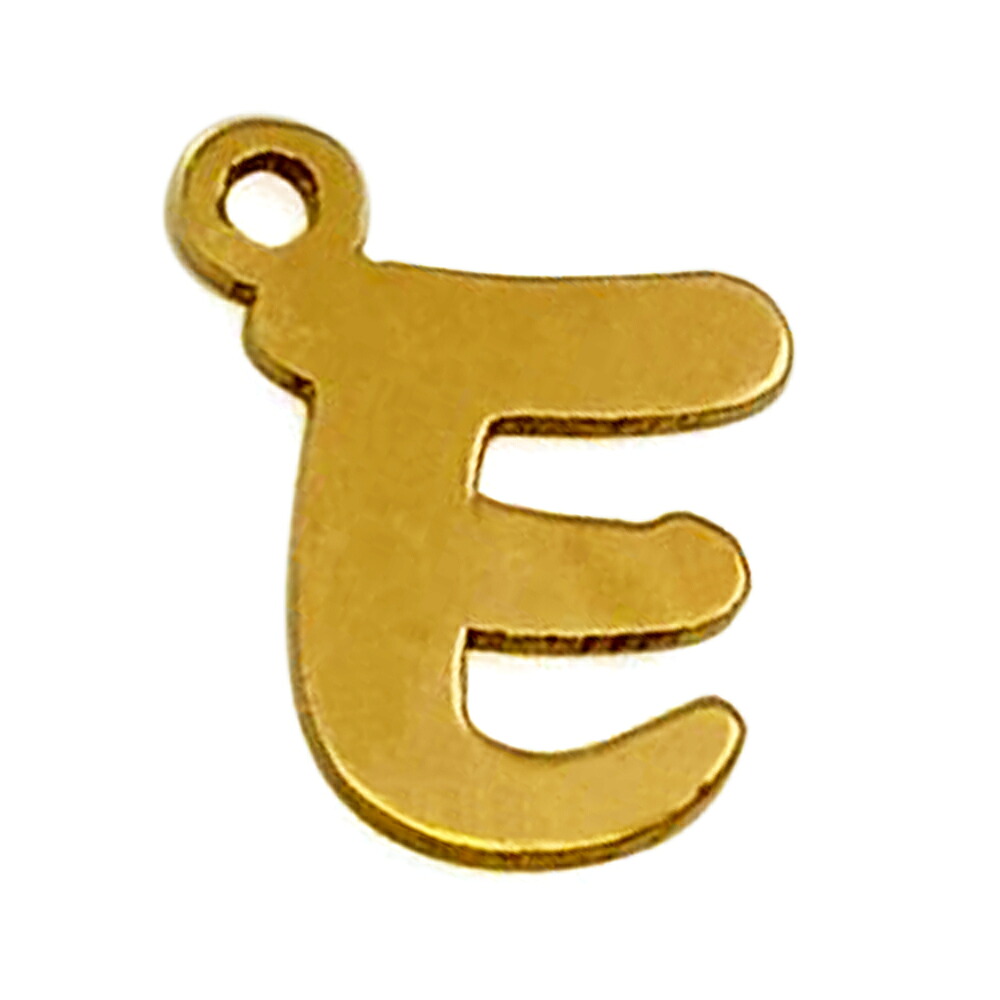 【1個売り】 惹き付ける一部分 18金 黄色ゴールド E かしら文字惹き付ける 墨付き風書体 縦5.0粍 横5.0粍 文字 文字記号｜手芸装置 金具 飾りつけ 一部分 部分品 K18YG k18 18k 貴金属