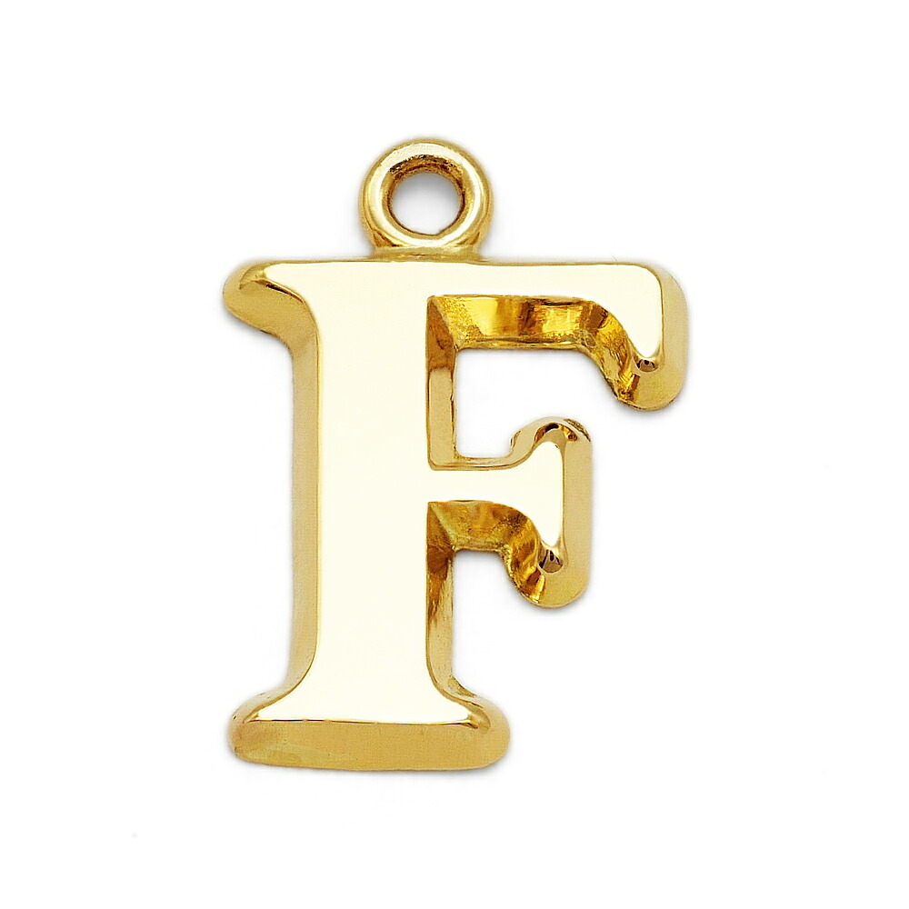 【1個売り】 チャームパーツ 18金 イエローゴールド F イニシャルチャーム Mサイズ 中空タイプ 縦11.0mm 横9.0mm アルファベット 文字｜手芸用品 金具 飾り パーツ 部品 K18YG k18 18k 貴金属｜ジュエリー＆ネックレス RUBBY