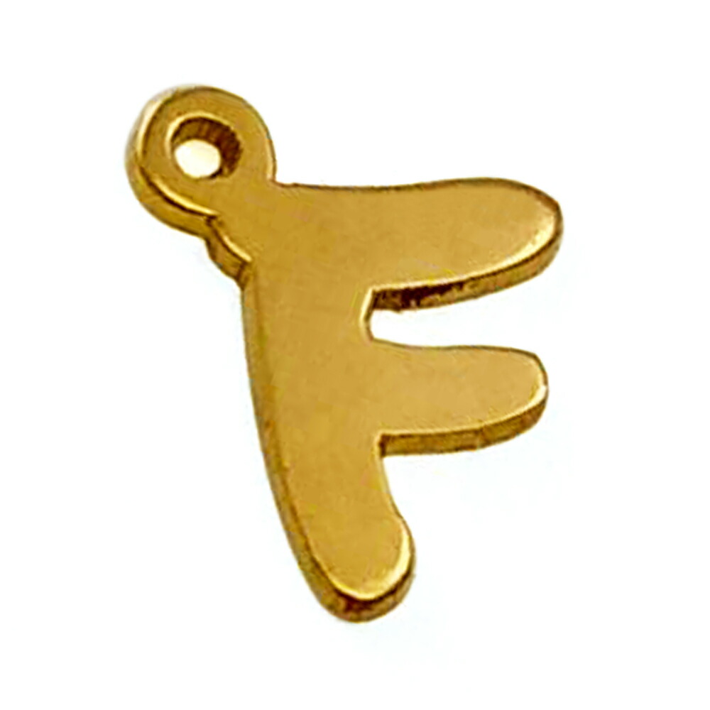 【1個売り】 惹き付ける一部分 18金 黄色ゴールド F かしら文字惹き付ける 墨付き風書体 縦6.0粍 横5.0粍 文字 文字記号｜手芸装置 金具 飾りつけ 一部分 部分品 K18YG k18 18k 貴金属